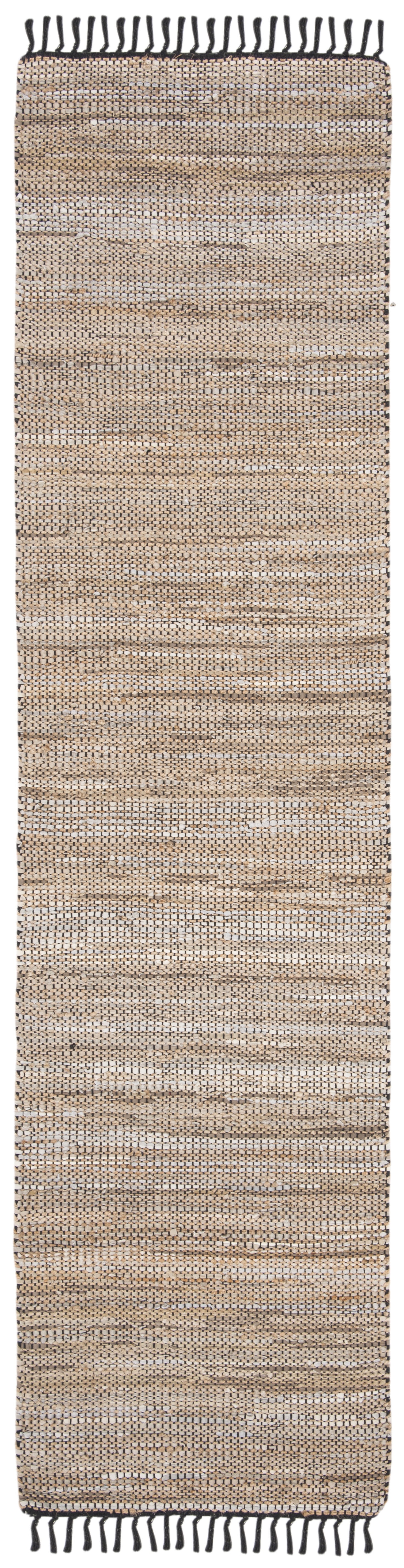 SAFAVIEH Vintage Leather Zharko Solid Braided Fringe Runner Rug, Beige, 2'3" x 9'