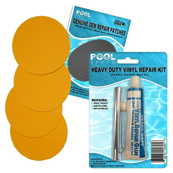 Pool Above Repair Kit for Easy Set, Fast Set, Frame Set Pool Liner | Vinyl Patches and Glue