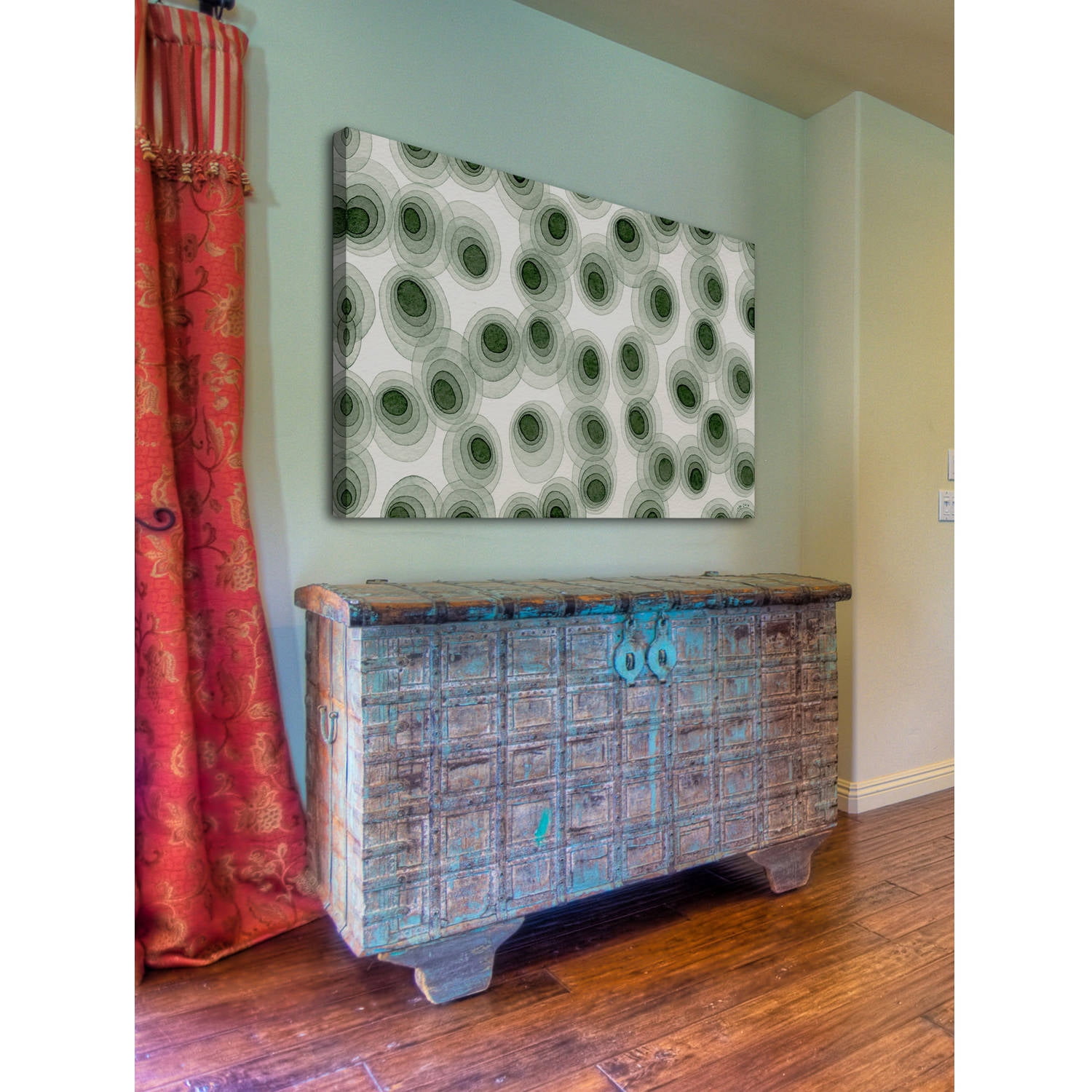 Marmont Hill "Earthy Green Ovals" by Nikki Galapon Painting Print on Wrapped Canvas
