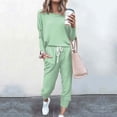 thumbnail image 2 of Conjunto de jogging de 2 piezas para mujer: camiseta de manga larga y pantalones de chándal con cordón. Conjunto informal de poliéster para todas las estaciones., 2 of 4