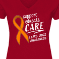 thumbnail image 4 of Inktastic Support Educate Care Limb Loss Awareness Orange Ribbon Women's V-Neck T-Shirt, 4 of 5