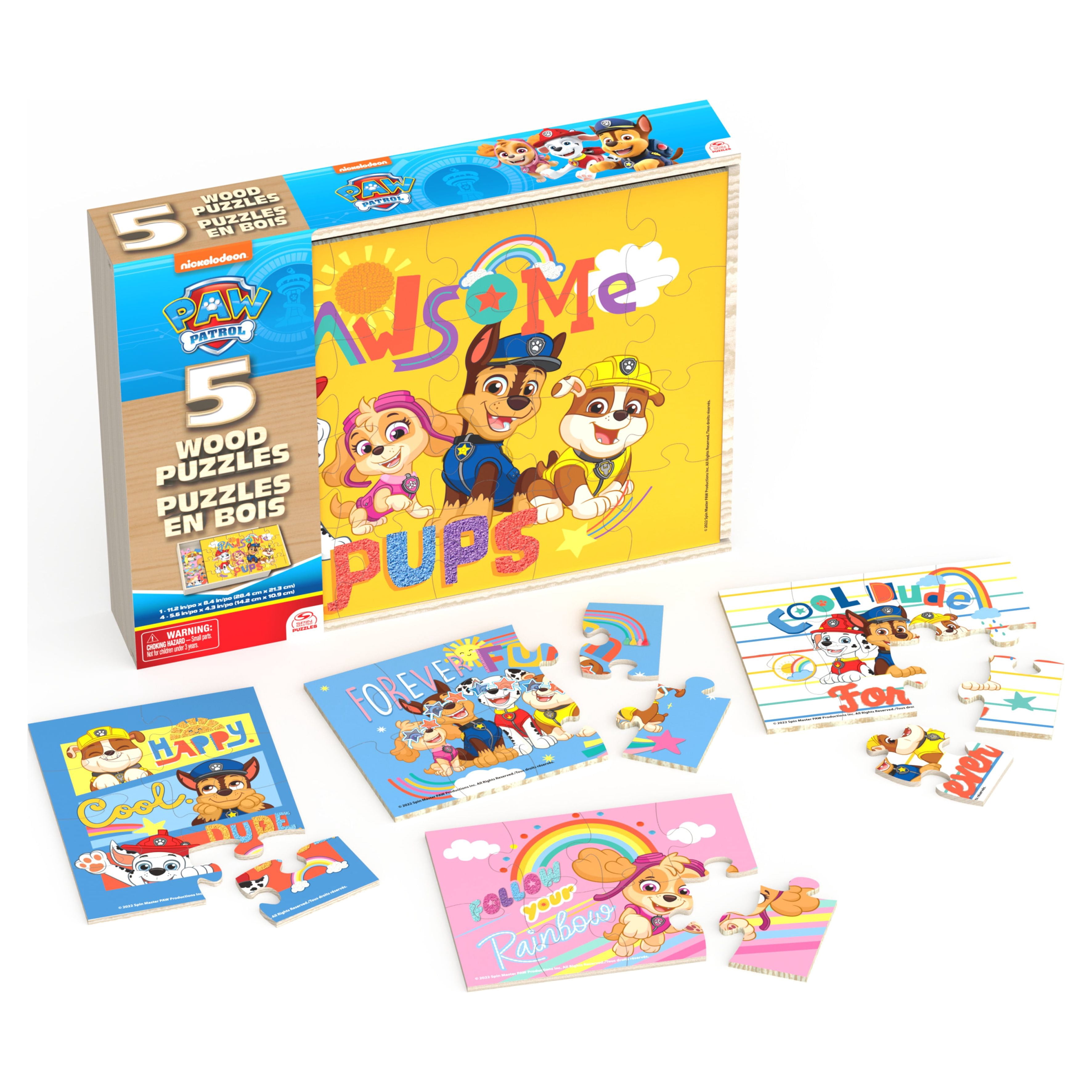 PAW Patrol, 5-Puzzle Pack Wooden Puzzle, for Kids Ages 4 and up