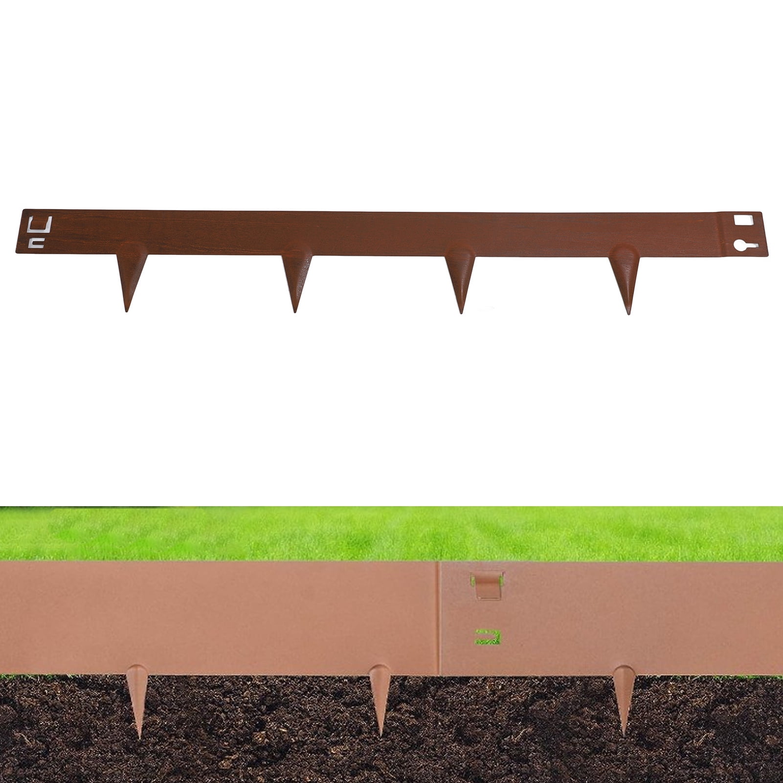 Landscape Border, Easy Fixation Weather Proof Bendable Rust Prevention Steel Lawn Edging 100x13cm Brown Powder Coating  For Yard