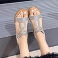 thumbnail image 5 of KIJBLAE Plus Size Women's Sparkly Rhinestone Wedge Sandals, Solid Round Open Toe, Thick Platform Sole, Elegant Elevated Summer Footwear Silver 40, 5 of 9