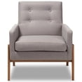 thumbnail image 3 of Baxton Studio Perris Fauteuil Lounge Rembourré en Gris et Noyer, 3 of 9