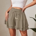 thumbnail image 5 of Women's Flowy Ruffle Tiered Skorts Drawstring Elastic Waist Flutter A-Line Skirt Summer Boho Beach Short Skirts, 5 of 8