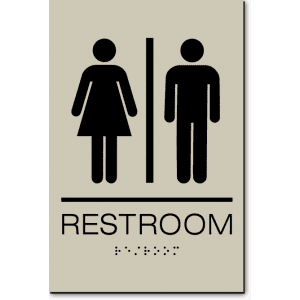 

Unisex RESTROOM Sign-Taupe / Black (1 Unit)