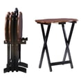 thumbnail image 2 of Contemporary Home Living 5-Piece Wooden Folding Tray Table Set - 26.25" - Brown and Black, 2 of 9