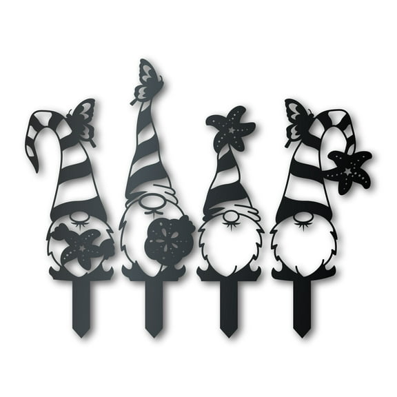 Beach Gnomes Metal Garden Stakes | Set of Four Garden Stakes | Up to 24" | Over 20 Color Options 18