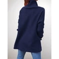 thumbnail image 4 of Women'S Turtle-Neck Oversized Sweaters Long Batwing Sleeve Spilt Hem Tunic Pullover Knit Tops Royal Blue XL, 4 of 5