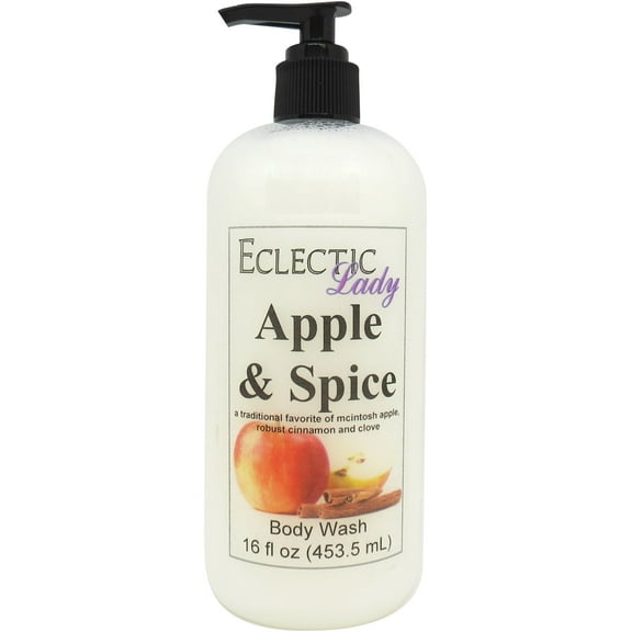 Apple and Spice Body Wash by Eclectic Lady, Liquid Shower Gel for Women and Men, 16 Ounces