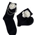 thumbnail image 1 of Calcetines góticos punk para mujer, medias de tubo Harajuku con cadena de flores de Camelia sintética, 1 of 5