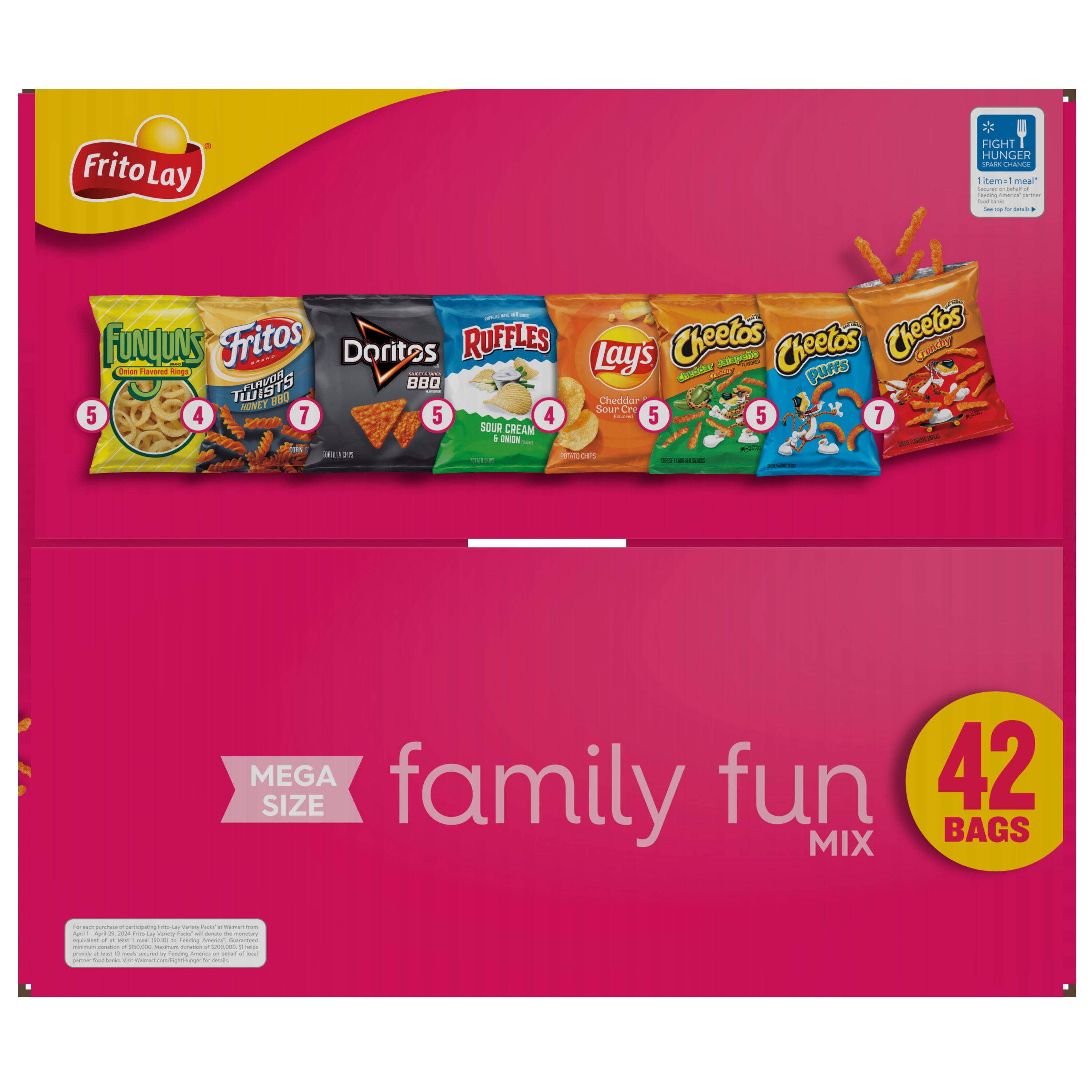 Frito Lay Family Fun Mix Chips Variety Pack, Mega Size, 42 Frito Lay Family Fun Mix Chips Variety Pack, Mega Size, 42