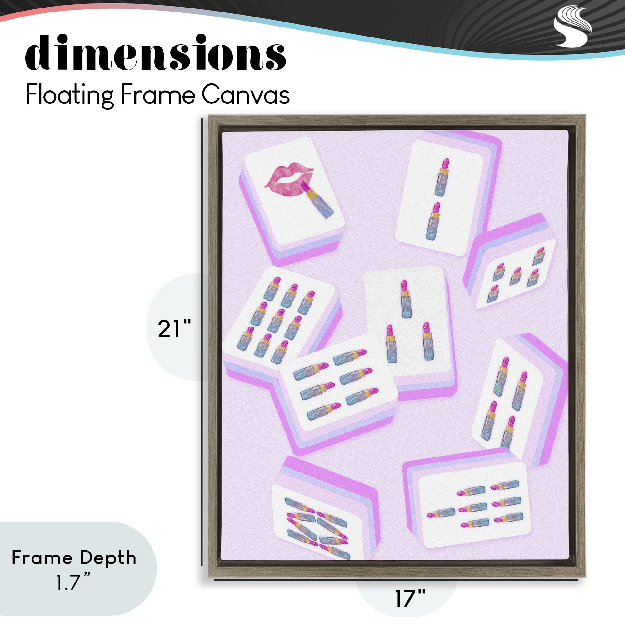 Stupell Industries Glam Lipstick Mahjong Tiles Brown Framed Floater Canvas Wall Art, design by Ziwei Li