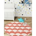 thumbnail image 3 of Unique Loom Whimsy Kids Collection Area Rug - Arches (7' 10" Round Soft Coral Pink/Ivory), 3 of 9