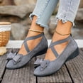thumbnail image 4 of Women's Bowknot Suede Dress Ballet Flats Low Wedge Pointed Toe Slip On Loafers with Elastic Ankle Strap Casual Dress Shoes White Size 9.5, 4 of 9