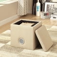 thumbnail image 3 of Furniture of America Contemporary Fabric Neko Speaker Ottoman, Ivory, 3 of 6