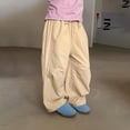 thumbnail image 4 of Bixock Toddler Girls Cargo Pants,Girls Sweatpants,Solid Color Pants Linen Cargo Pants Wide Leg Pants Long Pants, 4 of 6