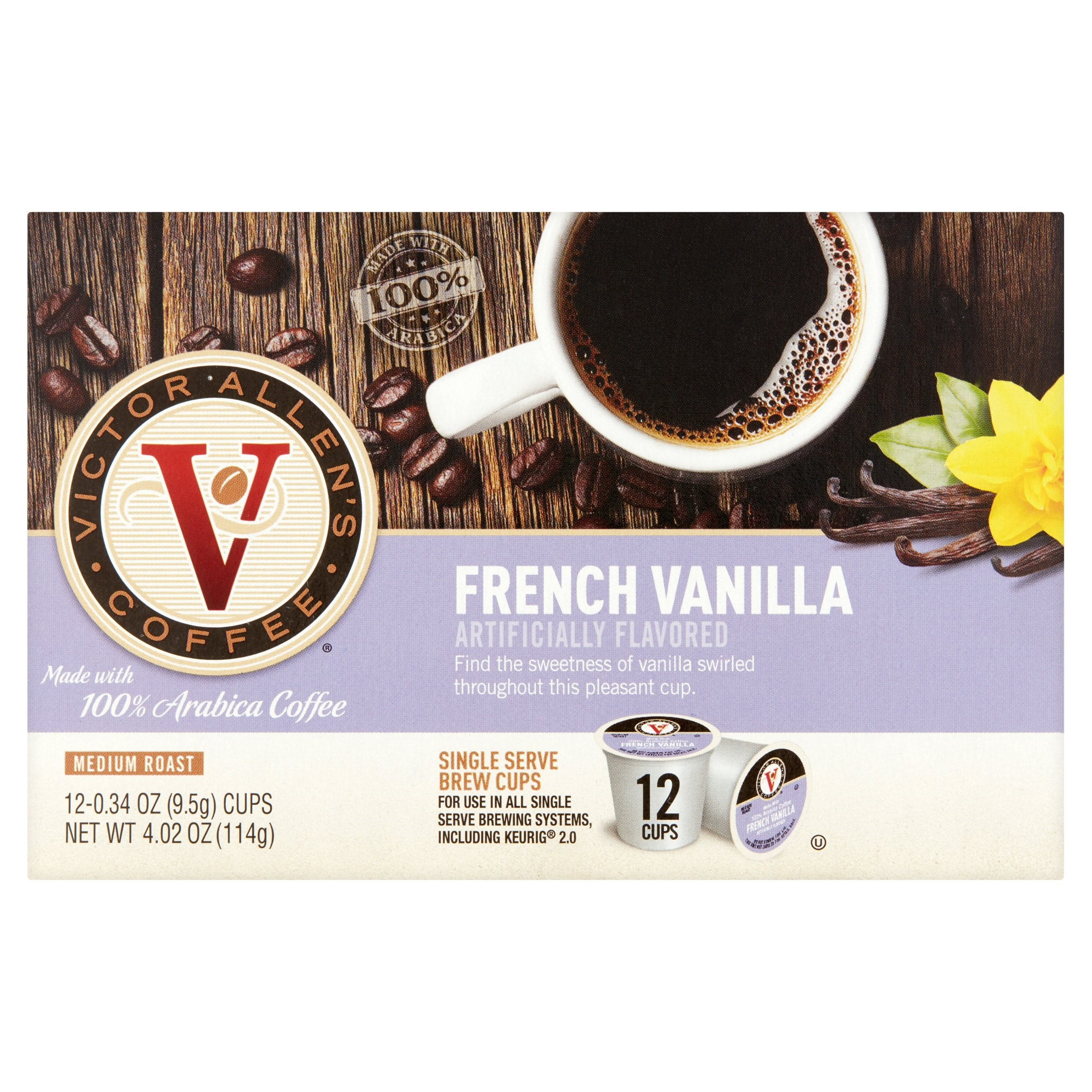 Victor Allenu0027s Coffee French Vanilla Medium Roast Coffee, 0.34 oz, 12 count