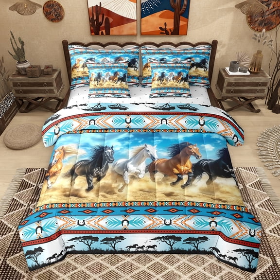 Castle Fairy Galloping Horse Twin Bedding Sets,Tribal Aztec Bedding Comforter Set
