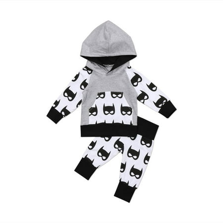 

Binpure Baby Boy s Long Sleeve Batman Print Hooded Top+Batman Print Pants Sets