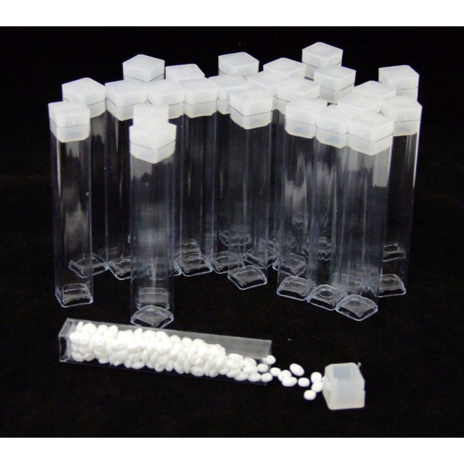 Pack of 100 Square Clear Plastic Storage Tubes 3"