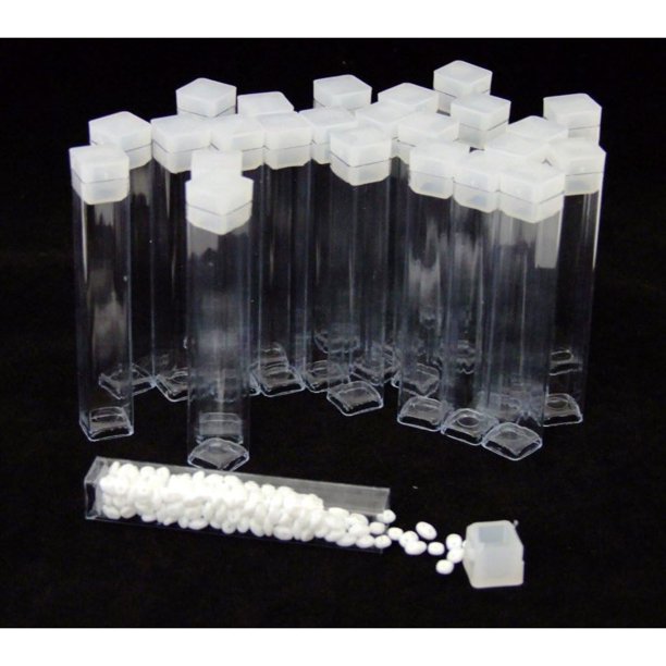 Pack of 100 Square Clear Plastic Storage Tubes 3"
