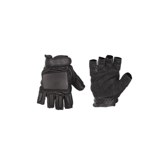 MIL-TEC Leather Security Fingerless Gloves - Men's, Black, Large