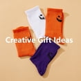 thumbnail image 1 of 8Pcs Pumpkin Socks Vertical Stripes Unisex Funny Personality Pattern Mid-top Polyester Warm Breathable Halloween Sock, 1 of 5