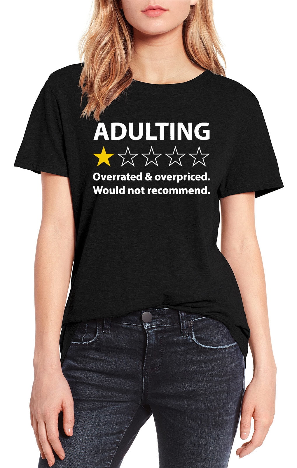 MEN'S T-Shirt Top ADULTING OVERATED Pic Printed Vinyl Gift Fun Novelty Joke Star 