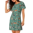 thumbnail image 2 of KLL Chemise de Nuit à Manches Courtes Imprimée pour Cliniques Vétérinaires, Confortable, Col Rond, Mignonne, à Volants, 2 of 6