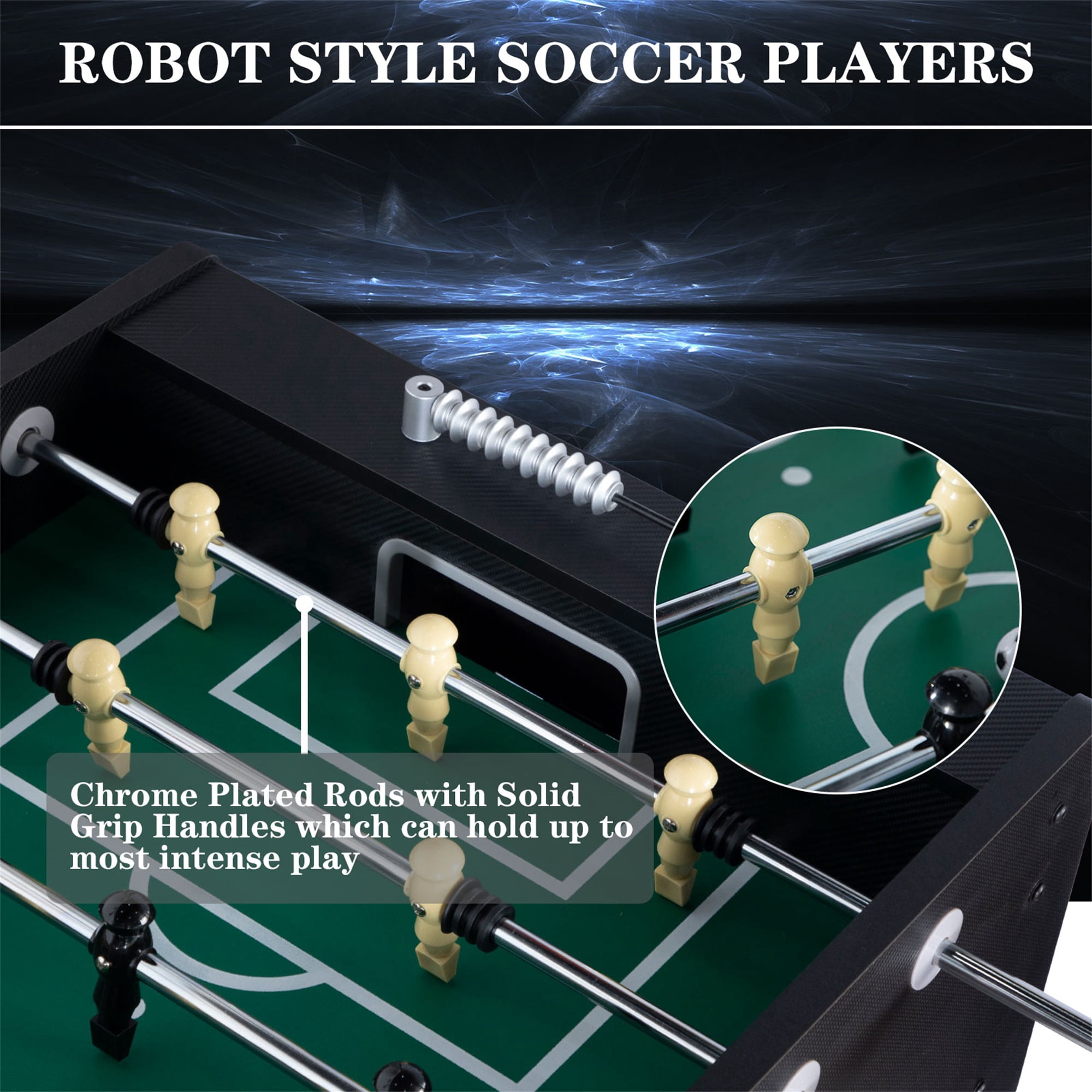 RayChee 55" Foosball Table, Soccer Game Table Football Arcade with Balls, Leg Levelers & Heavy-Duty Legs for Indoor Game Room (Black)