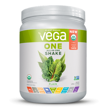 Vega One Organic All in One Shake, Plain Unsweetened 13.5 oz, 10