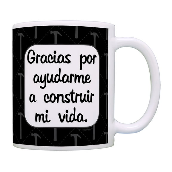 ThisWear Mom Dad Gifts Gracias por Ayudarme a Construir Mi Vida Mom Daughter Dad Son Gift Mug White