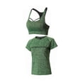 thumbnail image 3 of ZACPNCV Womens Yoga Workout Set 5 Piece Quick Dry Top Vest Shorts Jacket Pants Running Gym Activewear Bundle, 3 of 5