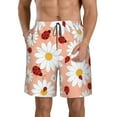 thumbnail image 2 of Uemuo Daisy and Ladybug Pattern Men's Swim Trunks Hawaiian Beach Bathing Suit Swimsuits Beach Quick-Dry Shorts with Pockets-, 2 of 9
