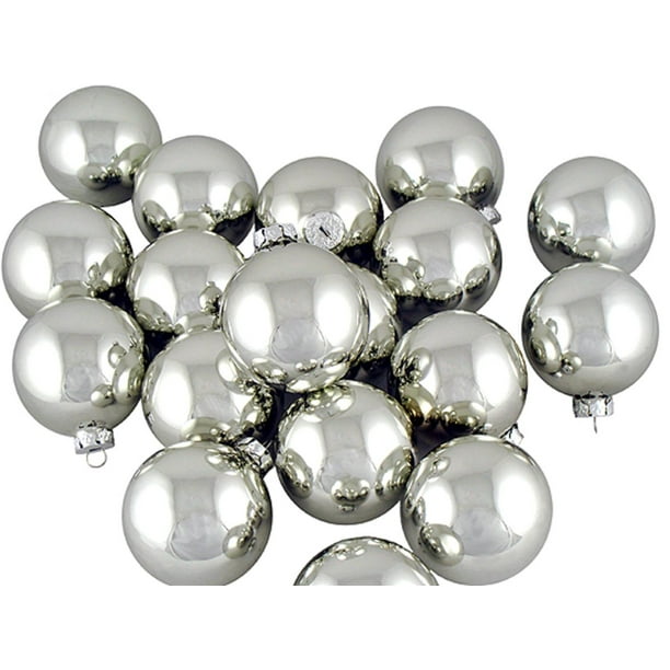 Club Pack of 36 Shiny Silver Glass Ball Christmas Ornaments 2.5