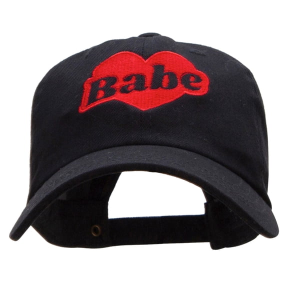 Babe Heart Embroidered Unstructured Cotton Twill Washed Cap - Black OSFM