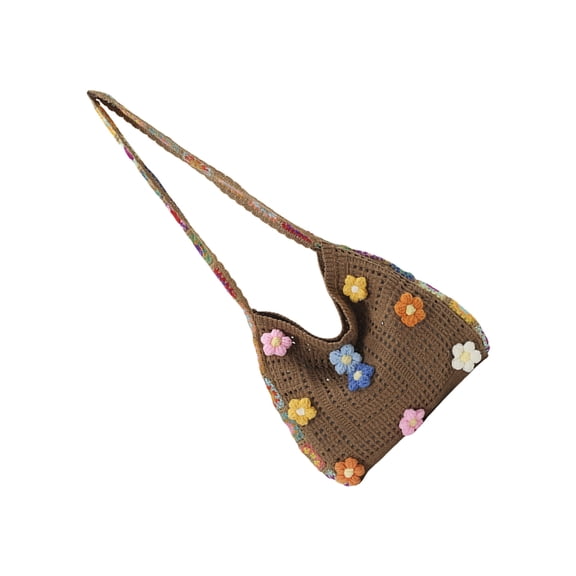 Huhudde Women's Crochet Toted Bag Beach Bag Shoulder Handbags Summers Vacation Crossbody Bag Portable Knit Hippies Bag