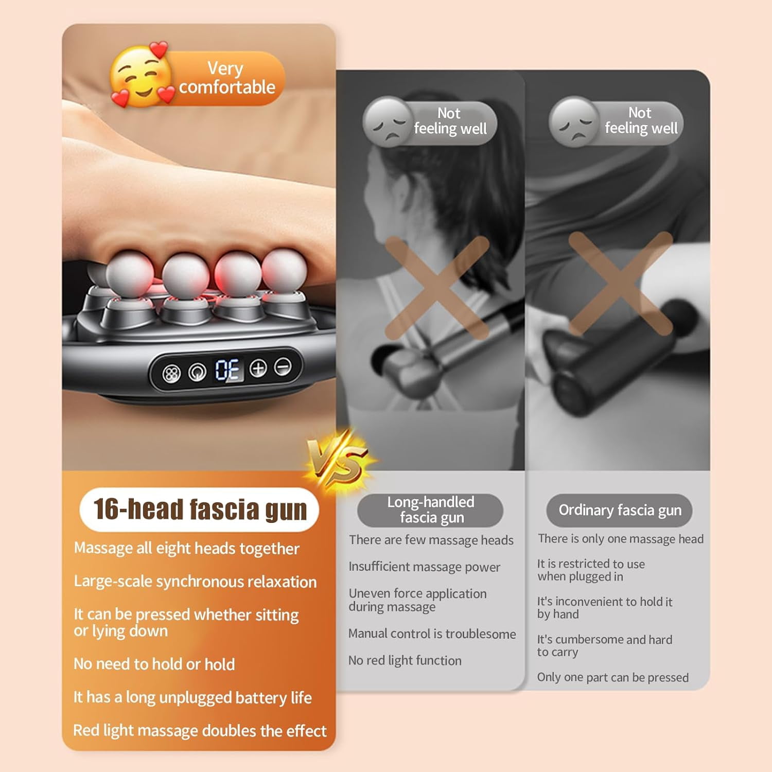 Morgela Deep Tissue Massager – 2026 New 16 Head Massage Gun Deep Tissue, 3 Modes & 30 Intensities, Percussion Muscle Massager for Back, Legs, Shoulders, Foot (Black)