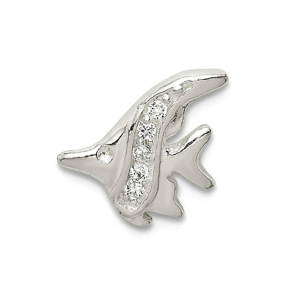 925 Sterling Silver Cubic Zirconia Animal Sealife Fish Pendant Necklace 11.2x11.04mm Wide Pendant for Women