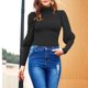 thumbnail image 2 of Otoño e invierno mujer Casual sólido pulóver cuello alto manga larga camiseta blusa Tops Fridja  FKASFK3623, 2 of 5