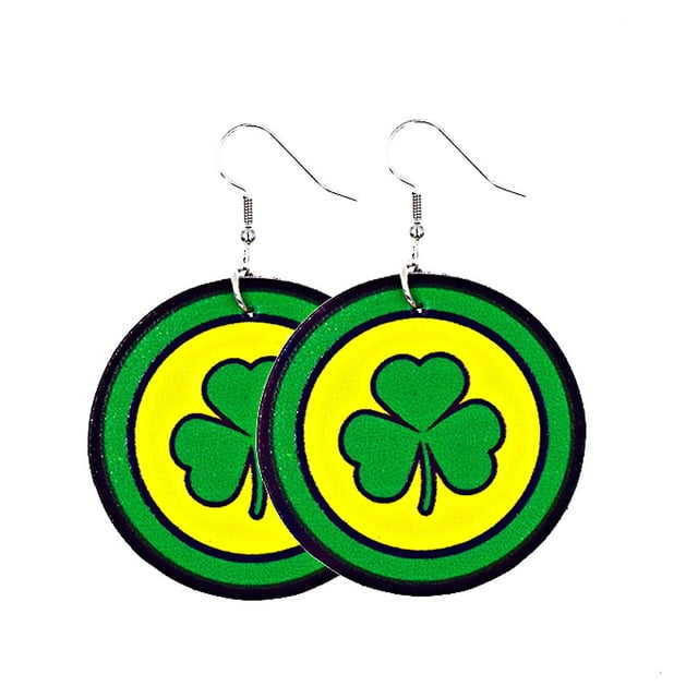 Pendientes HUOGUO con forma de gota verde para el Día de San Patricio para mujer