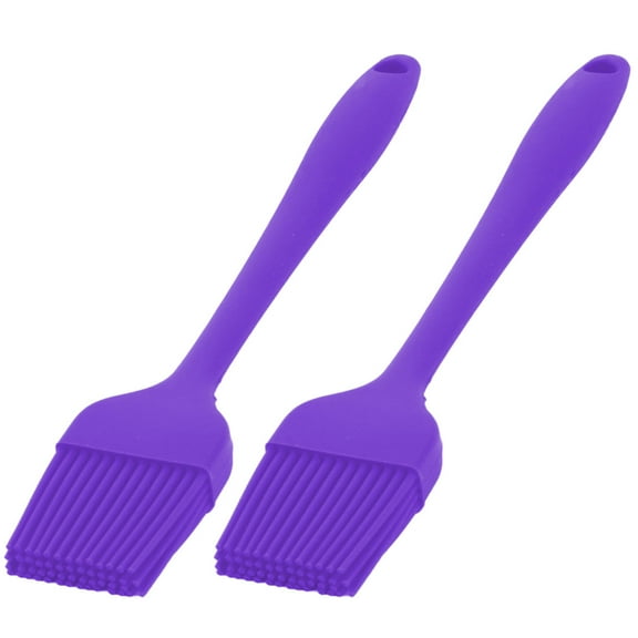Home Kitchen Silicone Cookie Cake Baking Tool Cream Oil Pastry Brush Purple 2pcs