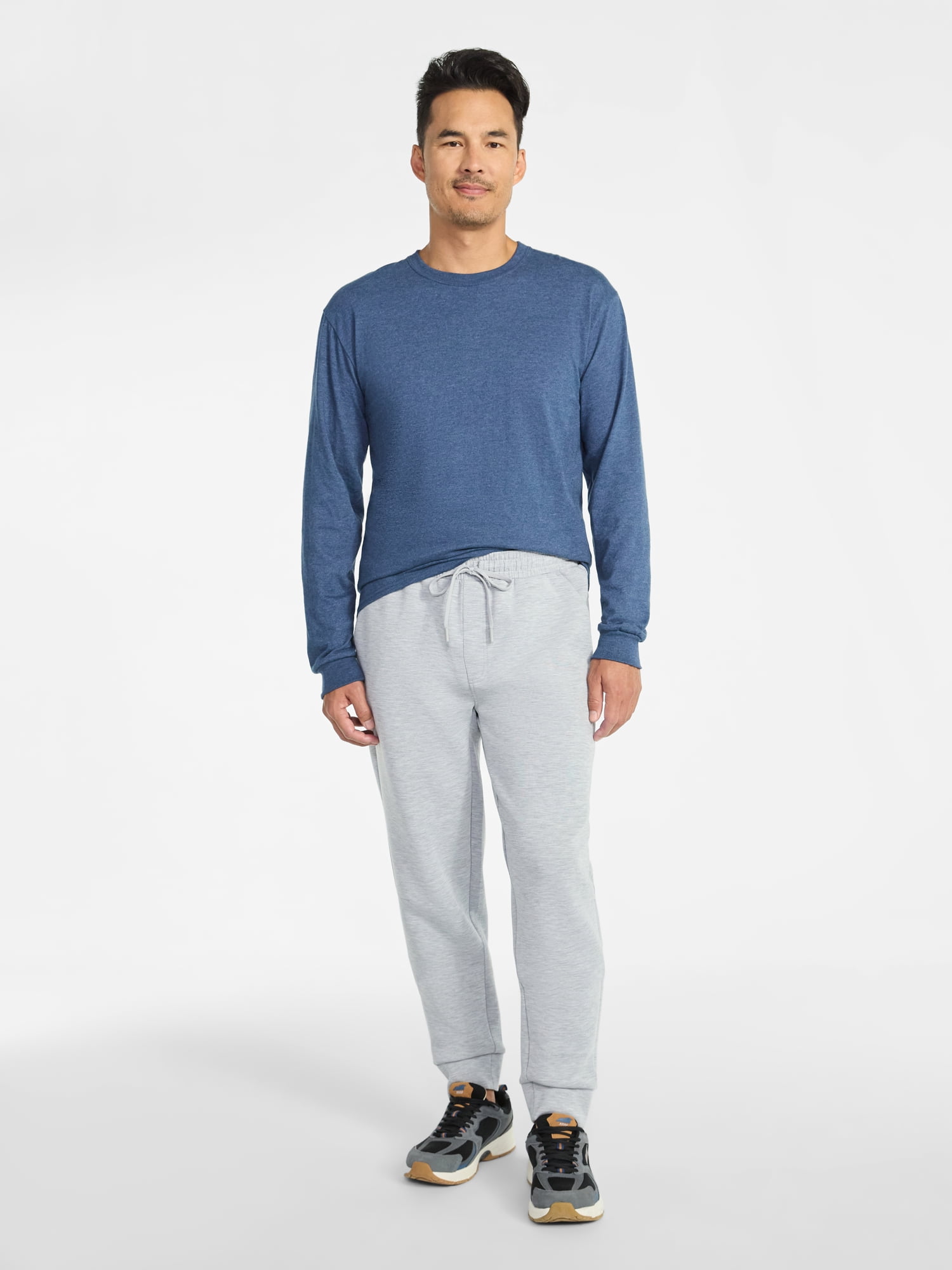 Athletic Works Men's and Big Men's Cotton Tee with Long Sleeves, Sizes S-3XL