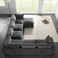 thumbnail image 3 of 117.5'' Modular Sectional Sofa with Storage Ottoman & Removable Cushions, 7-Seat Cloud Foam Chenille Living Room Furniture for Spacious Comfort (Gray), 3 of 9