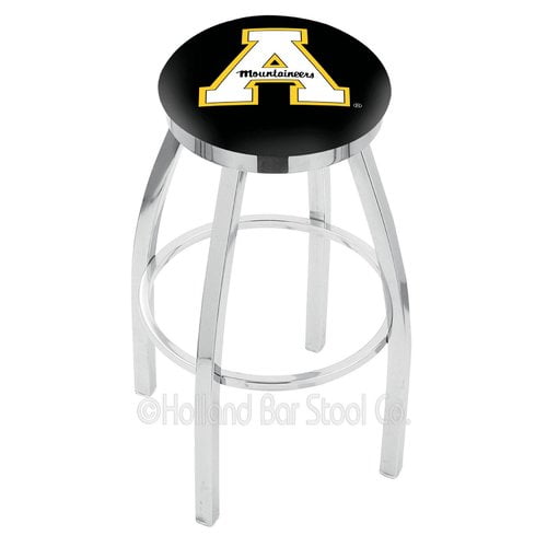 25 L8C4 Chrome Arizona State Swivel Bar Stool with a Back and Pitchfork Logo by The Holland Bar Stool Company 