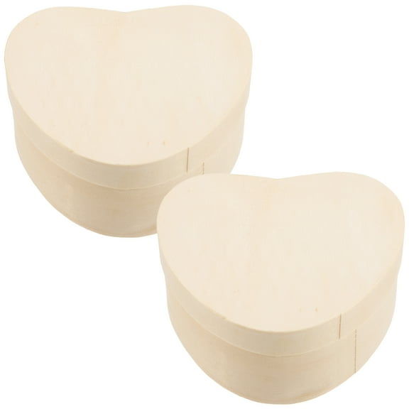LEORX Beige Heart Shaped Wooden Box Unfinished for Handmade Table Decoration 2Pcs