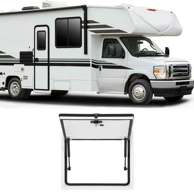 Cargo Hatch Door, 20 X 12in RV Baggage Door 120 Deg Opening for Caravans