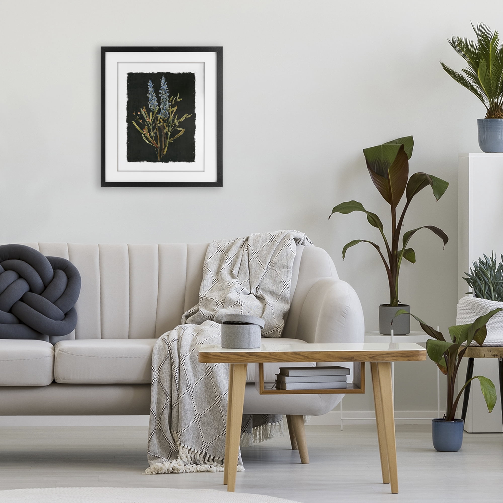 Stupell Industries Lavender Sprigs on Dark Background Black Framed Print Under Glass, design by Carol Robinson